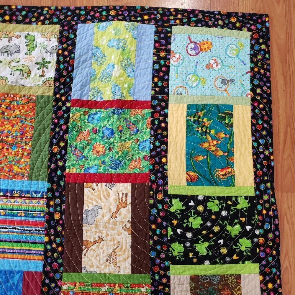 Handmade Crib Blanket Wall Quilt Patchwork‎ Ocean Life Jungle Animals 33